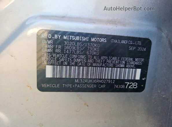 ML32AUHJ6RH027912 2024 MITSUBISHI MIRAGE Silver ძრავის განყოფილების ხედი