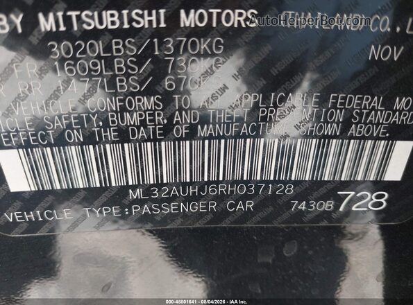 ML32AUHJ6RH037128 2024 MITSUBISHI MIRAGE Black Vista del compartimento del motor