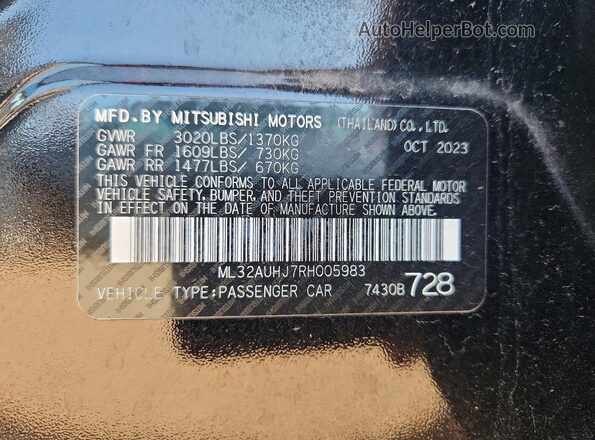ML32AUHJ7RH005983 2024 MITSUBISHI MIRAGE Black ძრავის განყოფილების ხედი