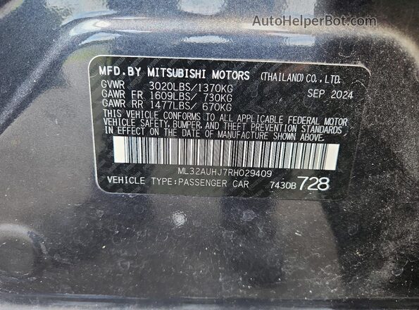 ML32AUHJ7RH029409 2024 MITSUBISHI MIRAGE Угольный Вид подкапотного пространства