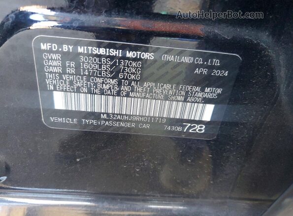 ML32AUHJ9RH011719 2024 MITSUBISHI MIRAGE Black ძრავის განყოფილების ხედი