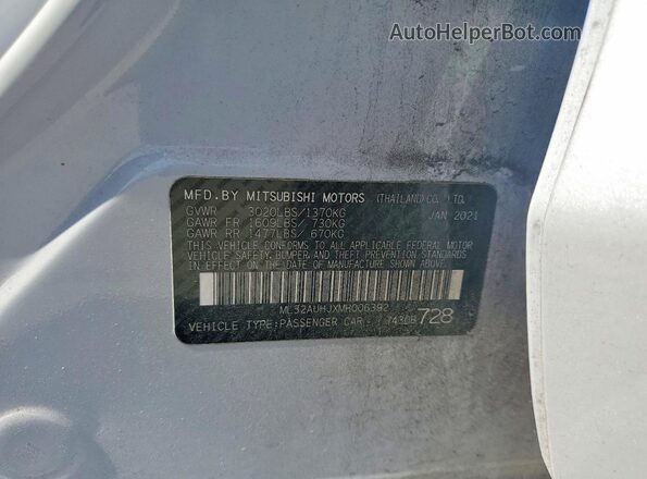 ML32AUHJXMH006392 2021 MITSUBISHI MIRAGE White Вид підкапотного простору
