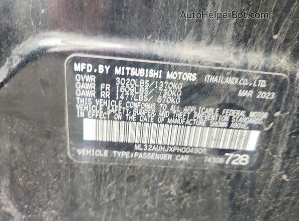 ML32AUHJXPH004906 2023 MITSUBISHI MIRAGE Black ძრავის განყოფილების ხედი