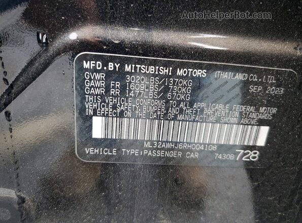 ML32AWHJ6RH004108 2024 MITSUBISHI MIRAGE Black ძრავის განყოფილების ხედი