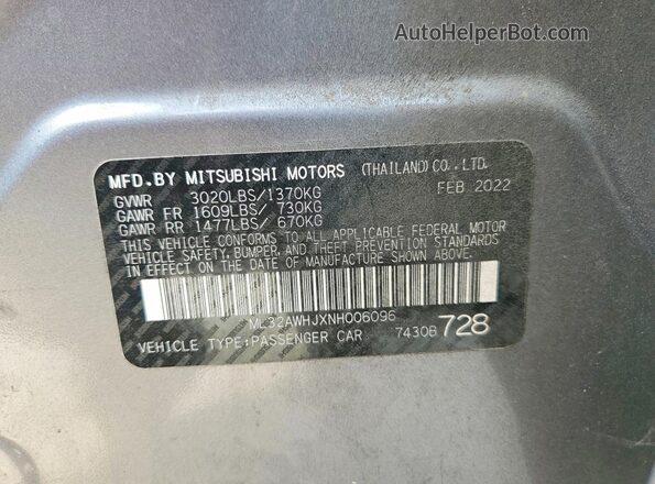 ML32AWHJXNH006096 2022 MITSUBISHI MIRAGE Gray სალონის 360-გრადუსიანი ხედი