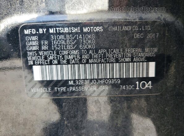 ML32F3FJ0JHF09359 2018 MITSUBISHI MIRAGE Black Widok komory silnika