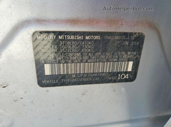 ML32F3FJ0JHF14951 2018 MITSUBISHI MIRAGE Silver Շարժիչի բաժամունքի տեսք