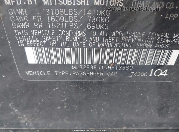 ML32F3FJ1JHF13369 2018 MITSUBISHI MIRAGE G4 Black ძრავის განყოფილების ხედი