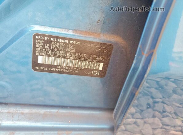 ML32F3FJ5LHF07870 2020 MITSUBISHI MIRAGE Синий Вид подкапотного пространства