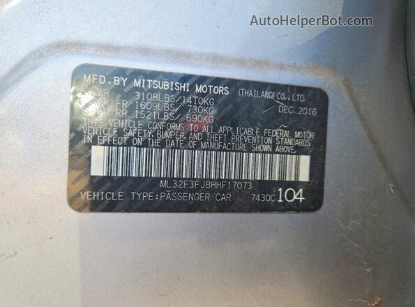 ML32F3FJ8HHF17073 2017 MITSUBISHI MIRAGE Silver ძრავის განყოფილების ხედი