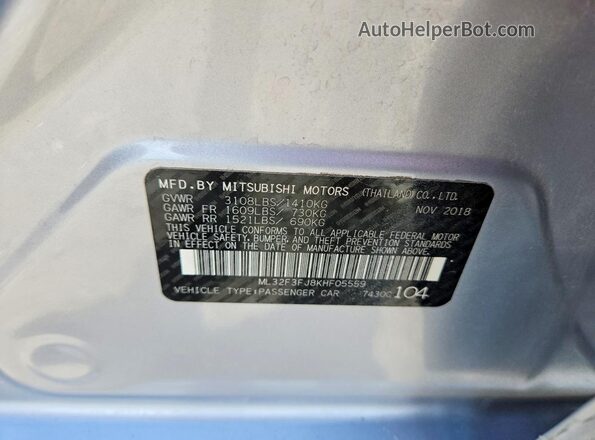 ML32F3FJ8KHF05559 2019 MITSUBISHI MIRAGE Silver Vista del compartimento del motor