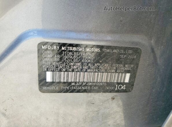 ML32F3FJ9KHF00970 2019 MITSUBISHI MIRAGE Gray Widok komory silnika