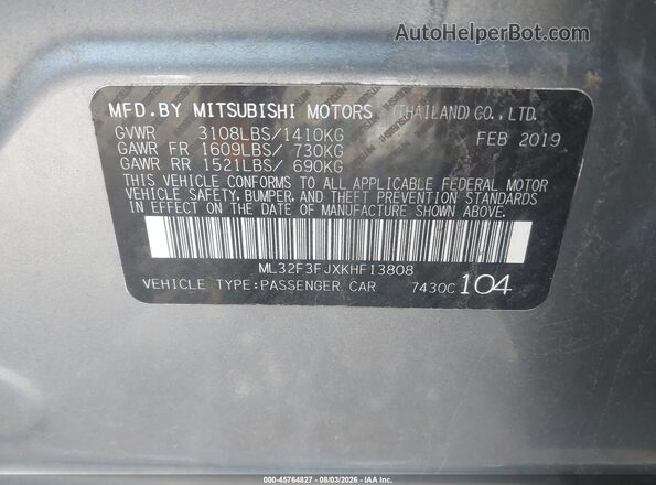 ML32F3FJXKHF13808 2019 MITSUBISHI MIRAGE G4 Gray Շարժիչի բաժամունքի տեսք