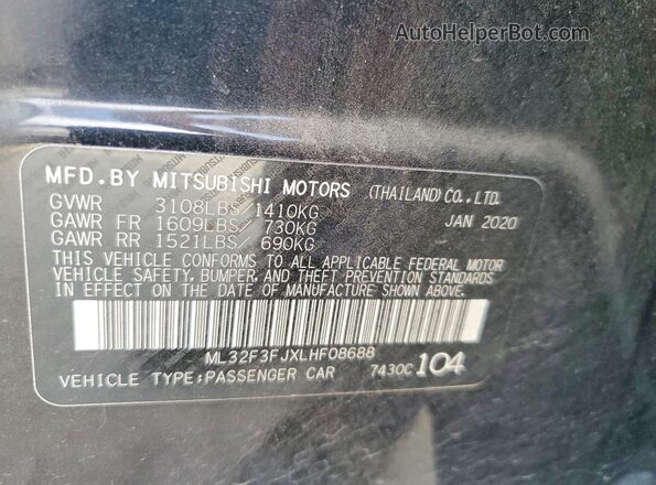 ML32F3FJXLHF08688 2020 MITSUBISHI MIRAGE Black ძრავის განყოფილების ხედი