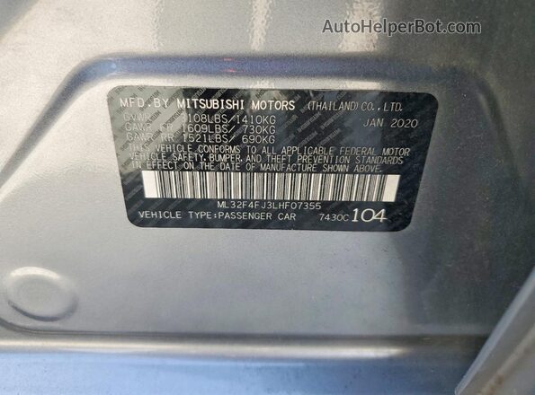 ML32F4FJ3LHF07355 2020 MITSUBISHI MIRAGE Gray Շարժիչի բաժամունքի տեսք