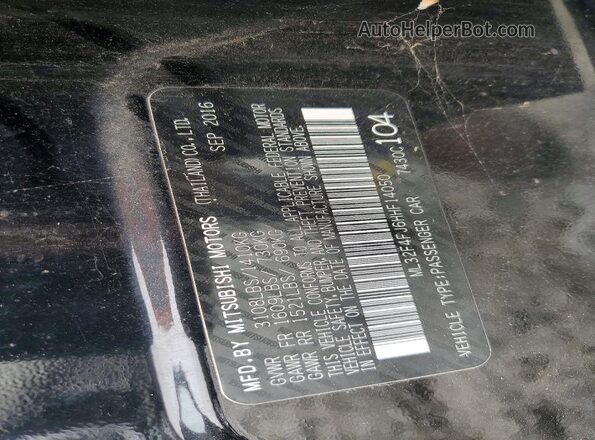 ML32F4FJ6HHF14050 2017 MITSUBISHI MIRAGE Black ძრავის განყოფილების ხედი