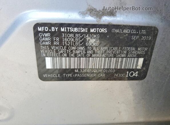 ML32F4FJ9LHF01169 2020 MITSUBISHI MIRAGE Silver ძრავის განყოფილების ხედი