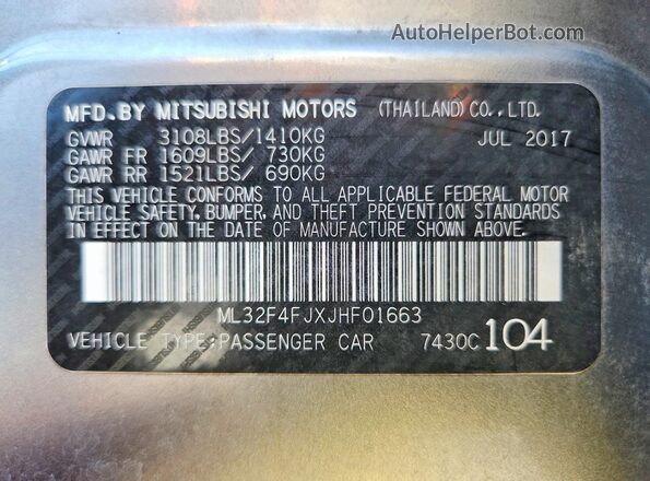 ML32F4FJXJHF01663 2018 MITSUBISHI MIRAGE Gray Вид підкапотного простору