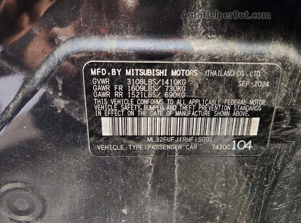 ML32FUFJ1RHF15091 2024 MITSUBISHI MIRAGE Черный Вид подкапотного пространства
