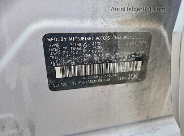 ML32FUFJ2PHF06140 2023 MITSUBISHI MIRAGE Silver Engine compartment view