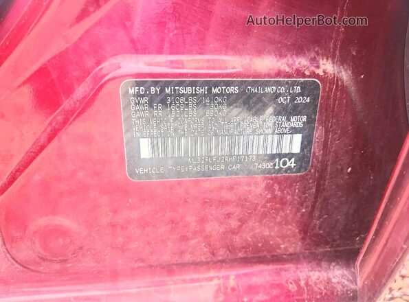 ML32FUFJ2RHF17173 2024 MITSUBISHI MIRAGE Burgundy ძრავის განყოფილების ხედი