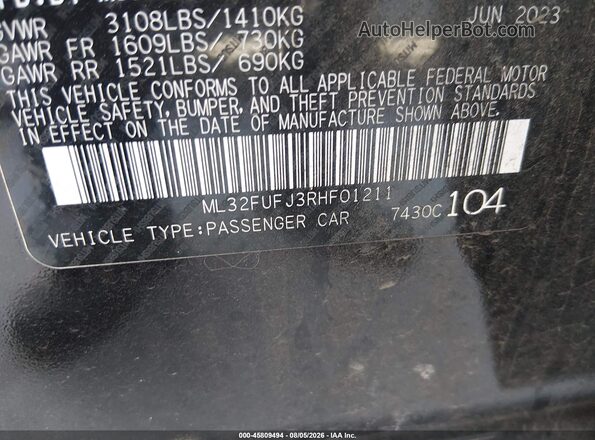 ML32FUFJ3RHF01211 2024 MITSUBISHI MIRAGE G4 Черный Вид подкапотного пространства