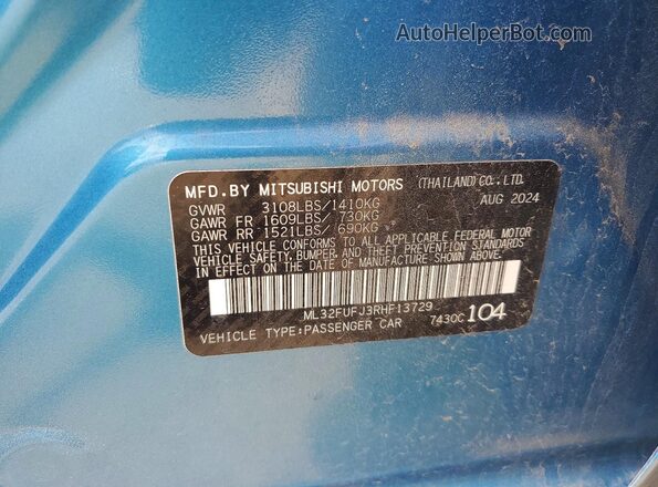 ML32FUFJ3RHF13729 2024 MITSUBISHI MIRAGE Синий Вид подкапотного пространства