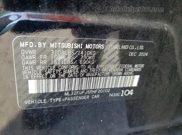 ML32FUFJ5RHF20102 2024 MITSUBISHI MIRAGE Black Widok naklejki z numerem VIN