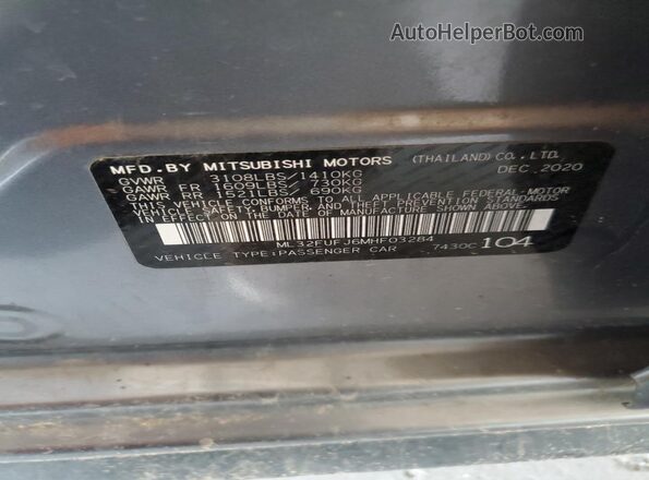 ML32FUFJ6MHF03284 2021 MITSUBISHI MIRAGE Серый Вид подкапотного пространства