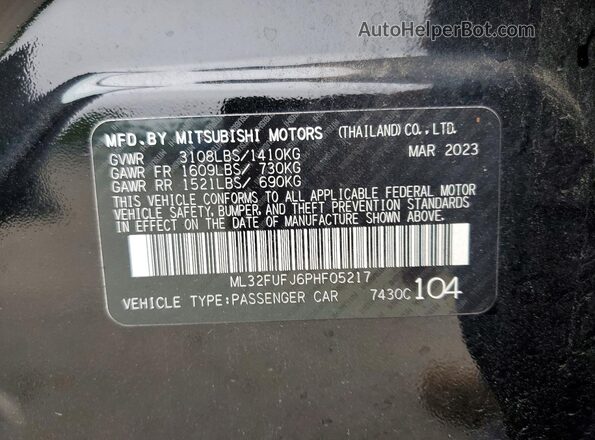 ML32FUFJ6PHF05217 2023 MITSUBISHI MIRAGE Black Engine compartment view