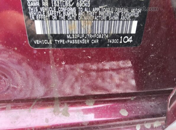 ML32FUFJ7RHF08274 2024 MITSUBISHI MIRAGE Burgundy VIN կոդի պիտակի տեսք