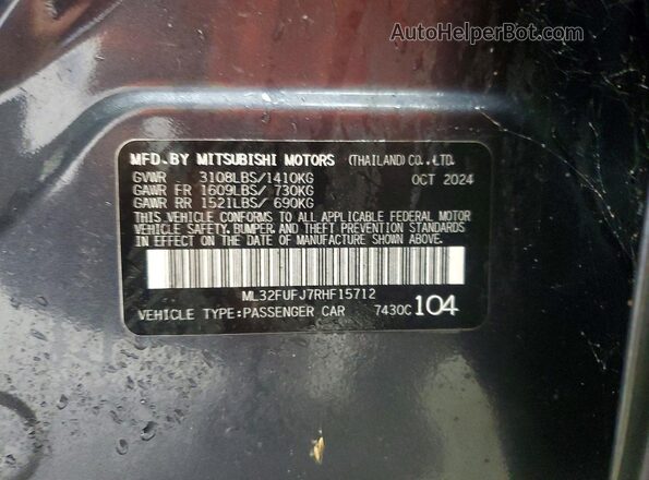 ML32FUFJ7RHF15712 2024 MITSUBISHI MIRAGE Gray Вид підкапотного простору