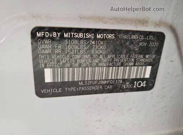 ML32FUFJ8MHF01374 2021 MITSUBISHI MIRAGE White Widok komory silnika
