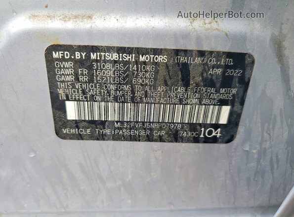 ML32FVFJ5NHF07978 2022 MITSUBISHI MIRAGE Синий Вид подкапотного пространства