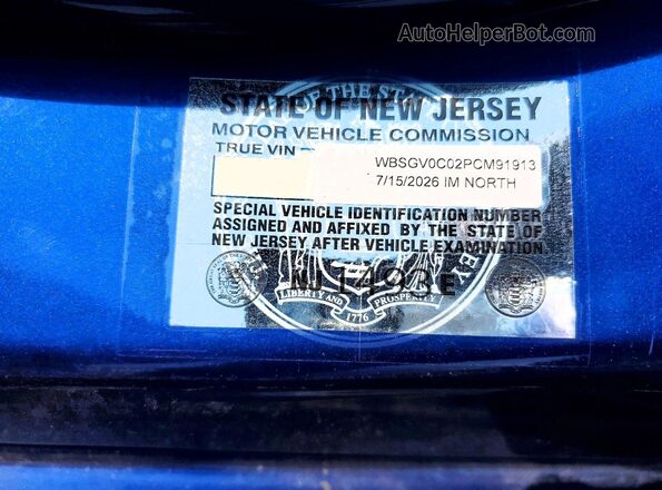 NJ1493E 2023 BMW M8 Blue VIN sticker view