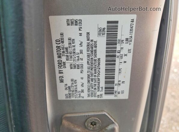 NM0AE8F70G1276656 2016 FORD TRANSIT Серебряный Вид наклейки с VIN-кодом