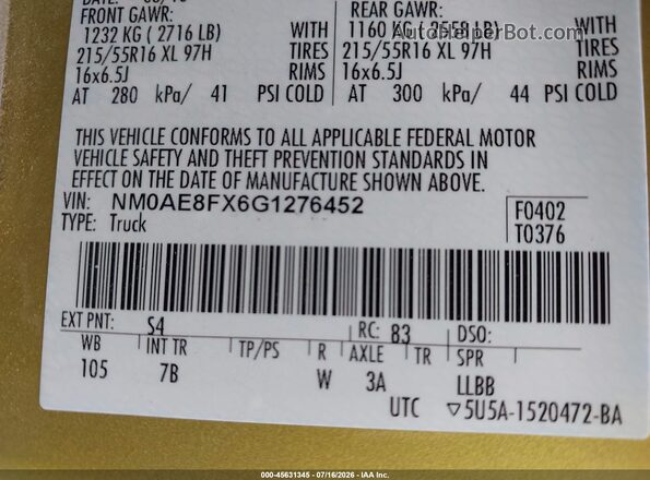 NM0AE8FX6G1276452 2016 FORD TRANSIT CONNECT Yellow Շարժիչի բաժամունքի տեսք