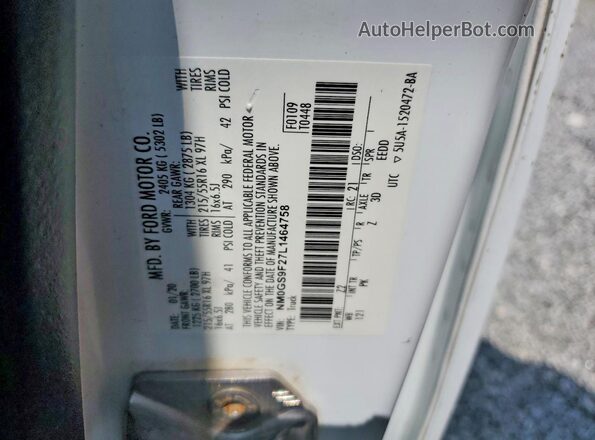 NM0GS9F27L1464758 2020 FORD TRANSIT White Вид наклейки з VIN-кодом