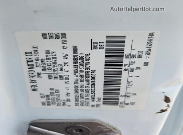 NM0LS6E2XM1503570 2021 FORD TRANSIT White Vista interior de 360 grados