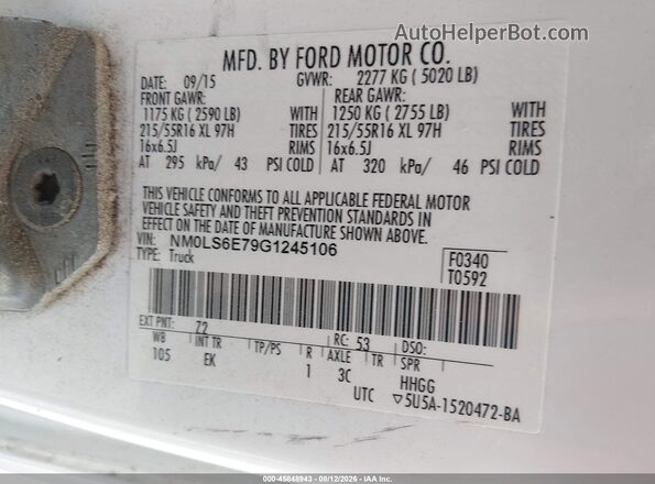 NM0LS6E79G1245106 2016 FORD TRANSIT CONNECT White Engine compartment view