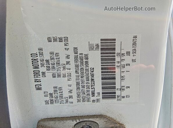 NM0LS7E22M1497432 2021 FORD TRANSIT Белый Вид наклейки с VIN-кодом