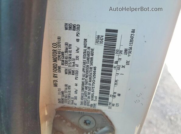 NM0LS7E70G1256646 2016 FORD TRANSIT White Vista de la etiqueta del VIN