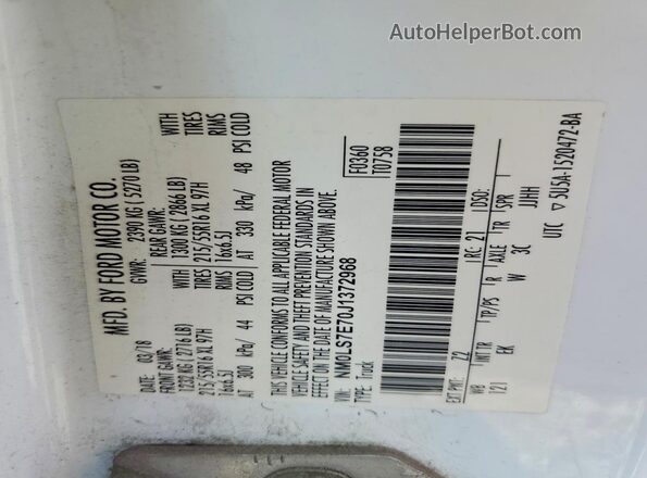 NM0LS7E70J1372968 2018 FORD TRANSIT White Engine compartment view
