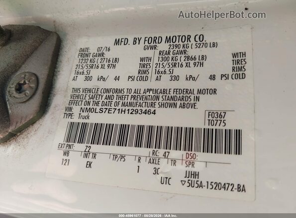 NM0LS7E71H1293464 2017 FORD TRANSIT CONNECT White Engine compartment view