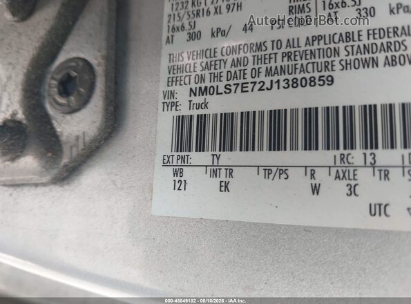 NM0LS7E72J1380859 2018 FORD TRANSIT CONNECT Silver 