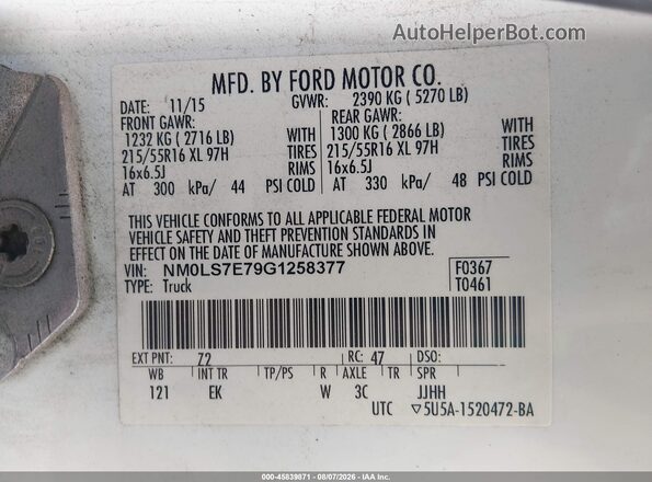NM0LS7E79G1258377 2016 FORD TRANSIT CONNECT White Engine compartment view