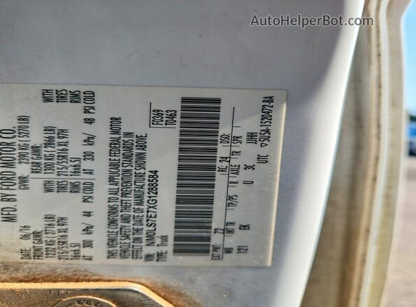 NM0LS7E7XG1288584 2016 FORD TRANSIT White VIN կոդի պիտակի տեսք