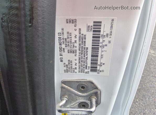 NM0LS7F20L1478780 2020 FORD TRANSIT White VIN կոդի պիտակի տեսք