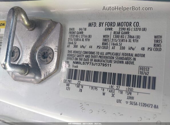 NM0LS7F73J1379511 2018 FORD TRANSIT CONNECT White Engine compartment view