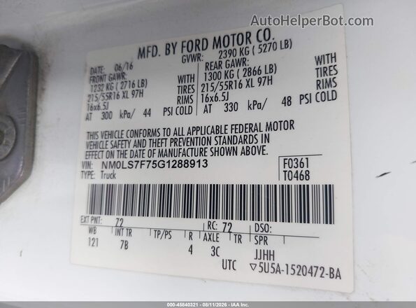 NM0LS7F75G1288913 2016 FORD TRANSIT CONNECT White Engine compartment view